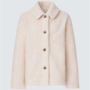 Uniqlo Piled-Lined Fleece Short coat in off white Size M